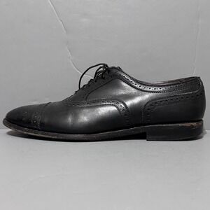 Allen Edmonds Shoes Strand Cap Toe Oxford Black 11 C USA Wingtip Leather READ